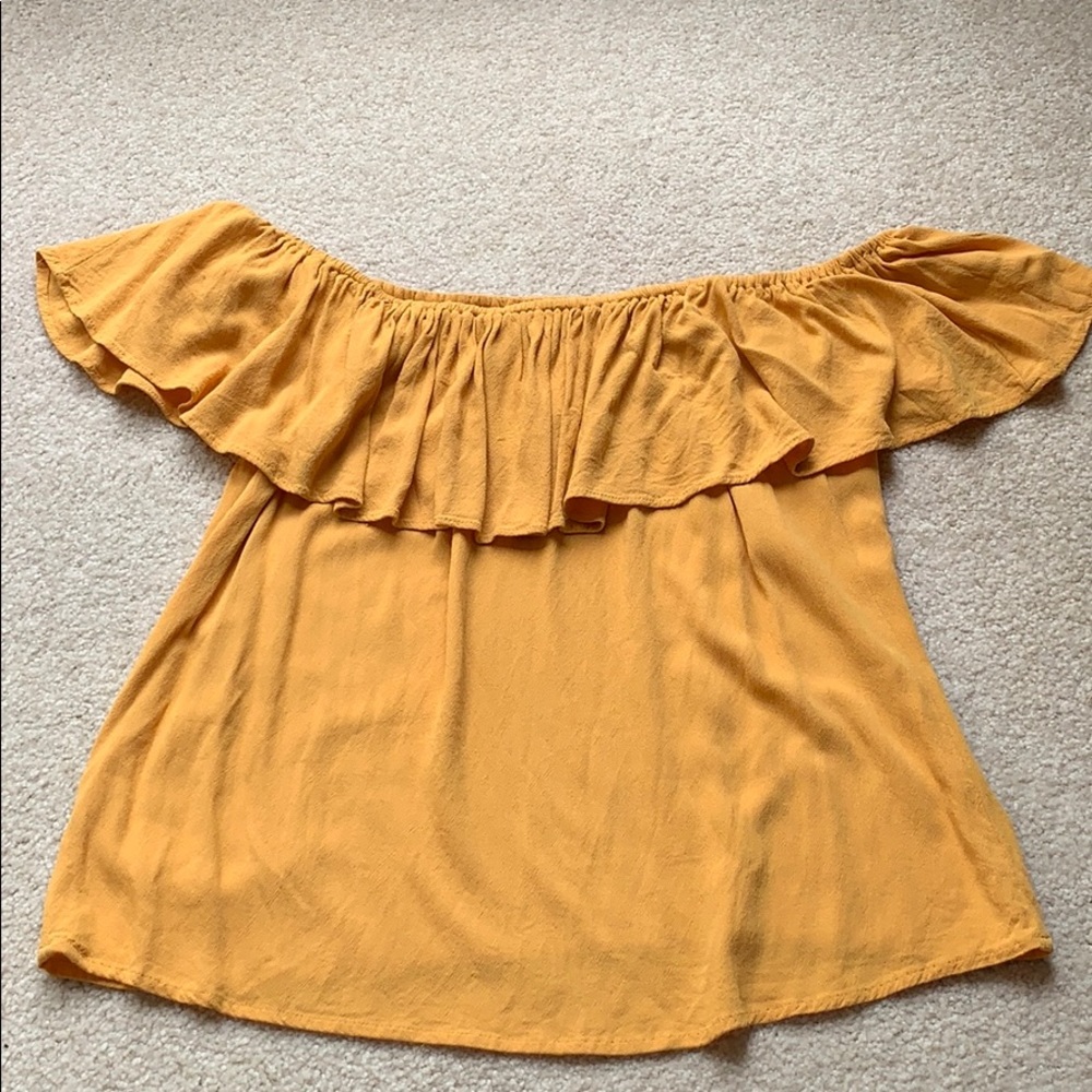 Gold, off the shoulder blouse l